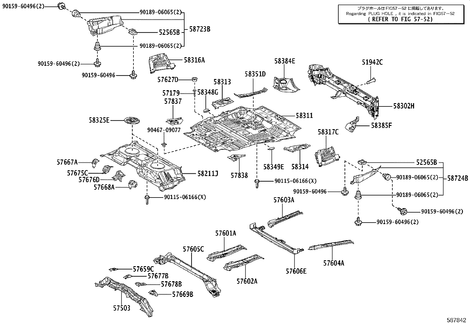 57603-60291 MEMBER SUB-ASSY, REAR FLOOR SIDE, REAR RH product image