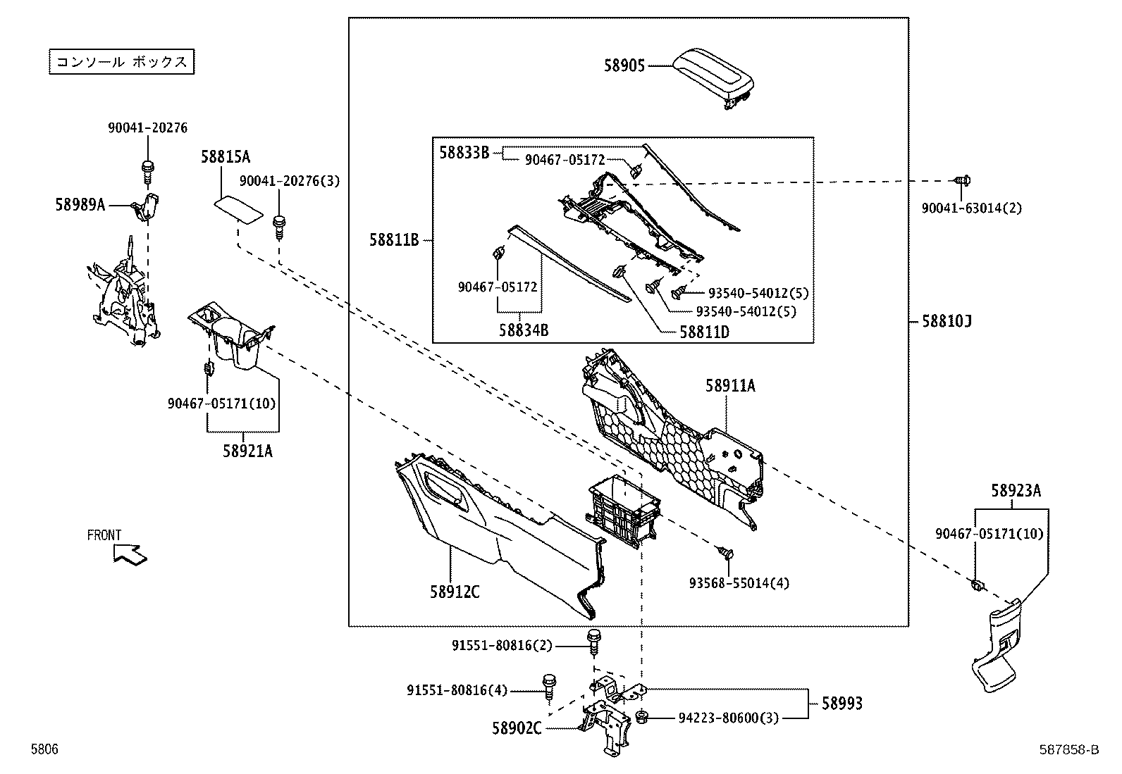 58902-B1010 BRACKET SUB-ASSY, CONSOLE BOX MOUNTING product image