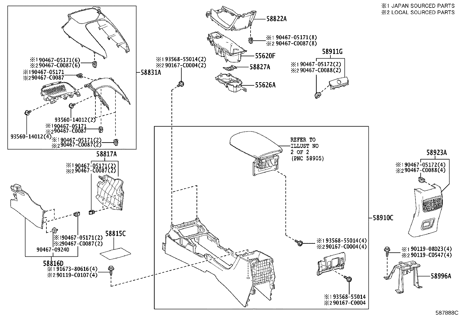 58833-0A130 GARNISH, CONSOLE UPPER PANEL, NO.1 product image