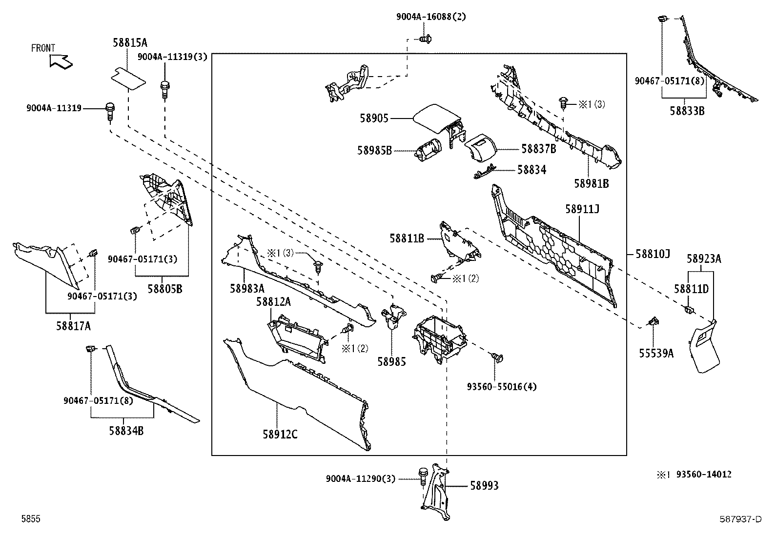 58804-BZ280 PANEL SUB-ASSY, CONSOLE, UPPER product image