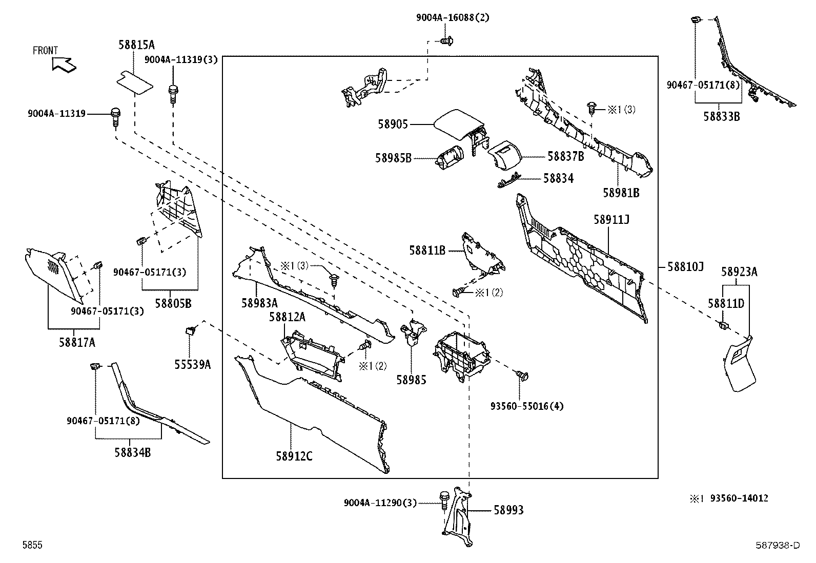 58804-BZ280 PANEL SUB-ASSY, CONSOLE, UPPER product image