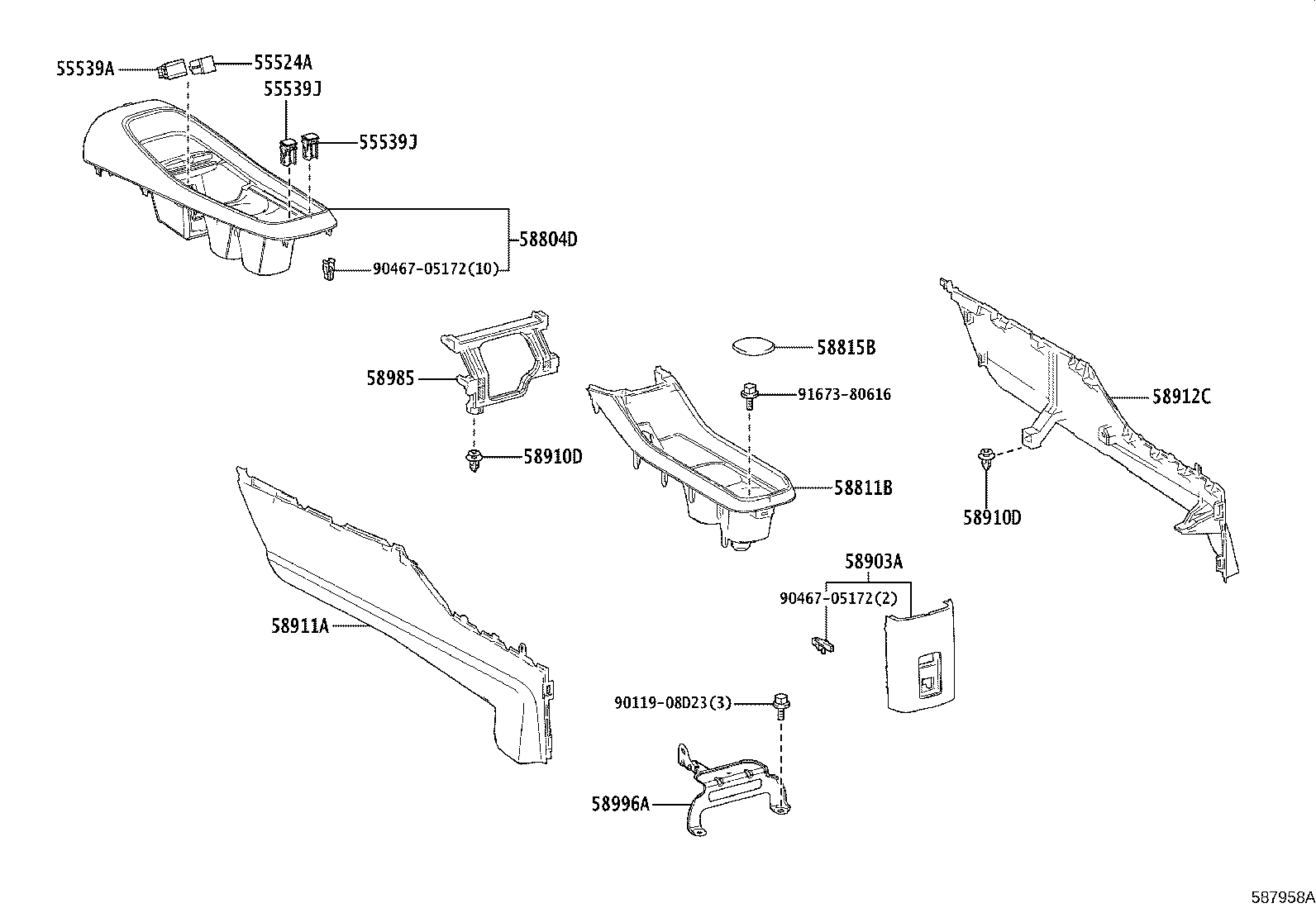 58908-52010 LOCK SUB-ASSY, CONSOLE COMPARTMENT DOOR product image