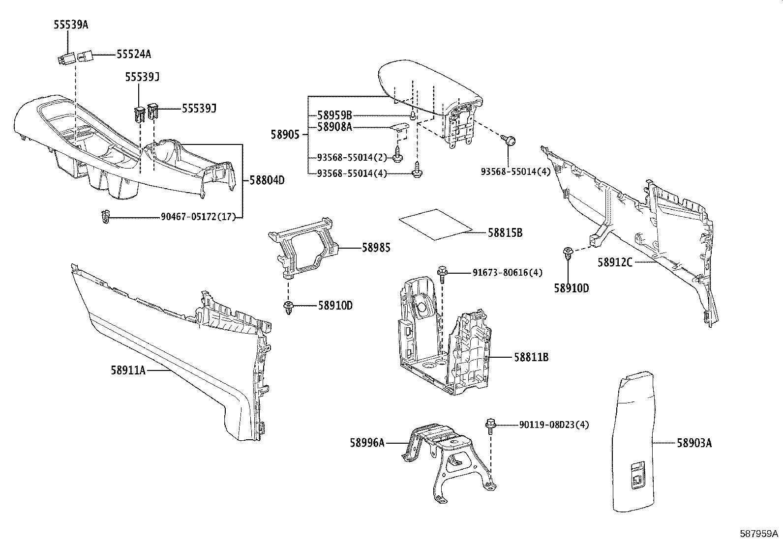 58908-52010 LOCK SUB-ASSY, CONSOLE COMPARTMENT DOOR product image