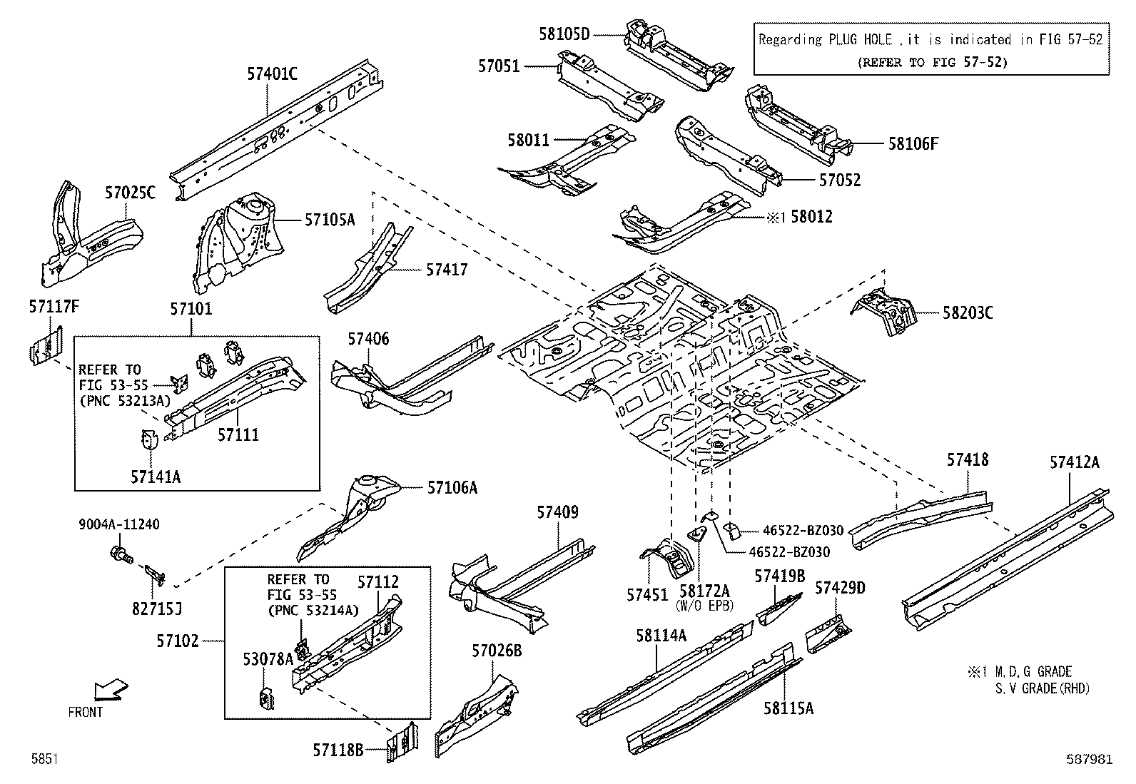 57429-BZ080 REINFORCEMENT, FRONT FLOOR UNDER, REAR LH product image