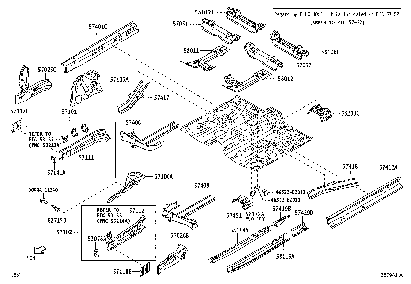 57429-BZ080 REINFORCEMENT, FRONT FLOOR UNDER, REAR LH product image