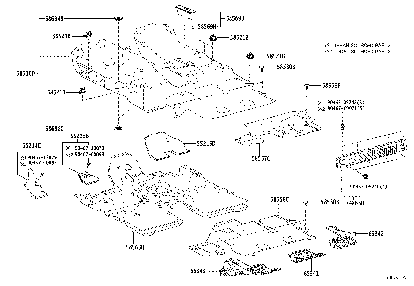58563-0E050 SILENCER, FRONT FLOOR, NO.3 product image