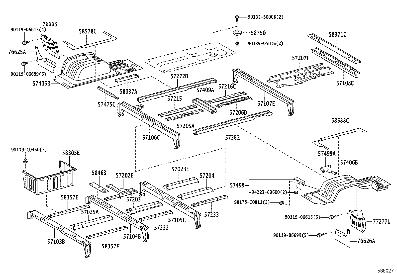 57203-0S030 STRENGTH SUB-ASSY, ANCHOR NO.3 product image