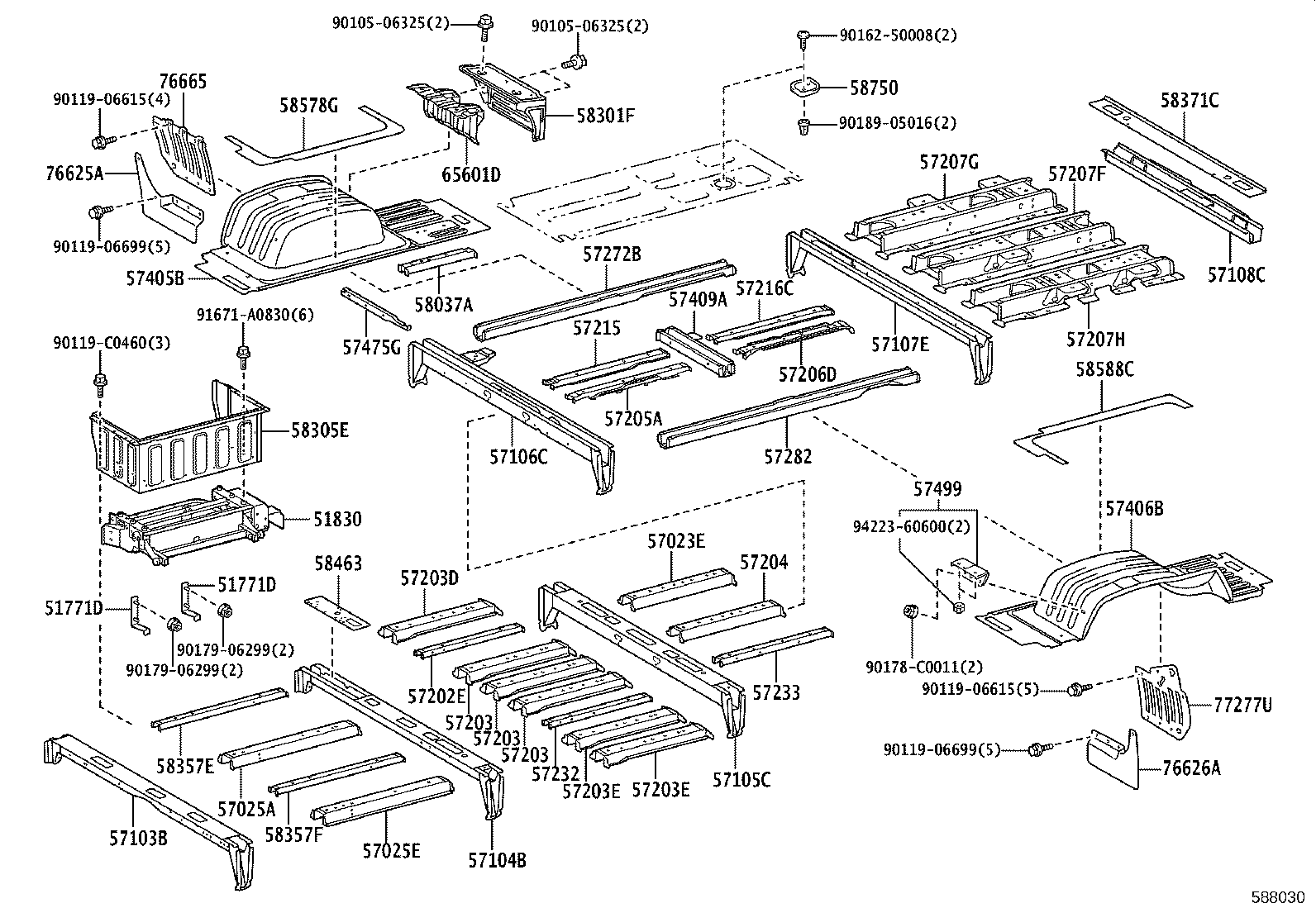 57203-0S030 STRENGTH SUB-ASSY, ANCHOR NO.3 product image
