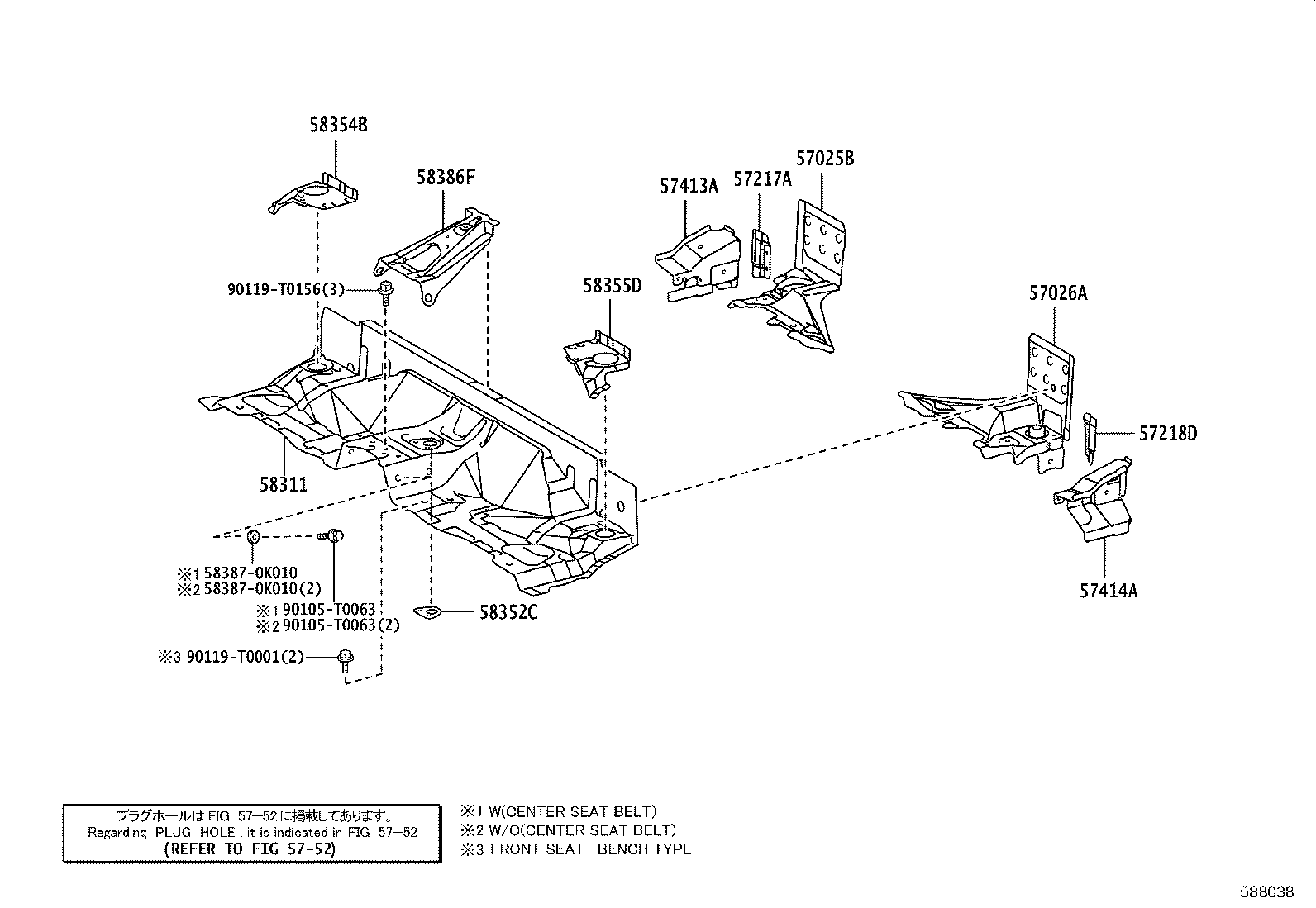 58028-KK010 REINFORCE SUB-ASSY, SEAT BELT ANCHOR, NO.2 product image