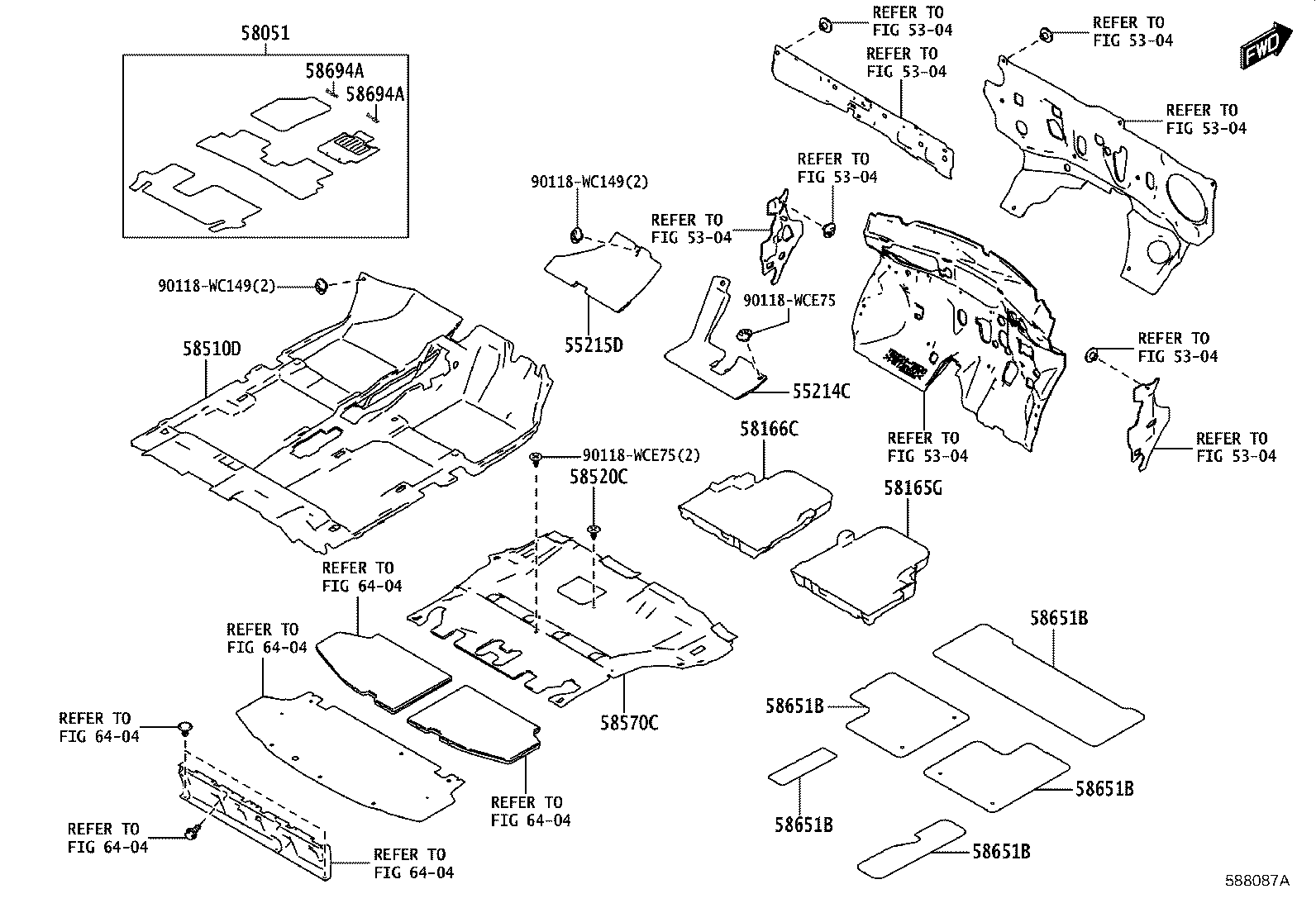 58570-WC005 CARPET ASSY, REAR FLOOR product image