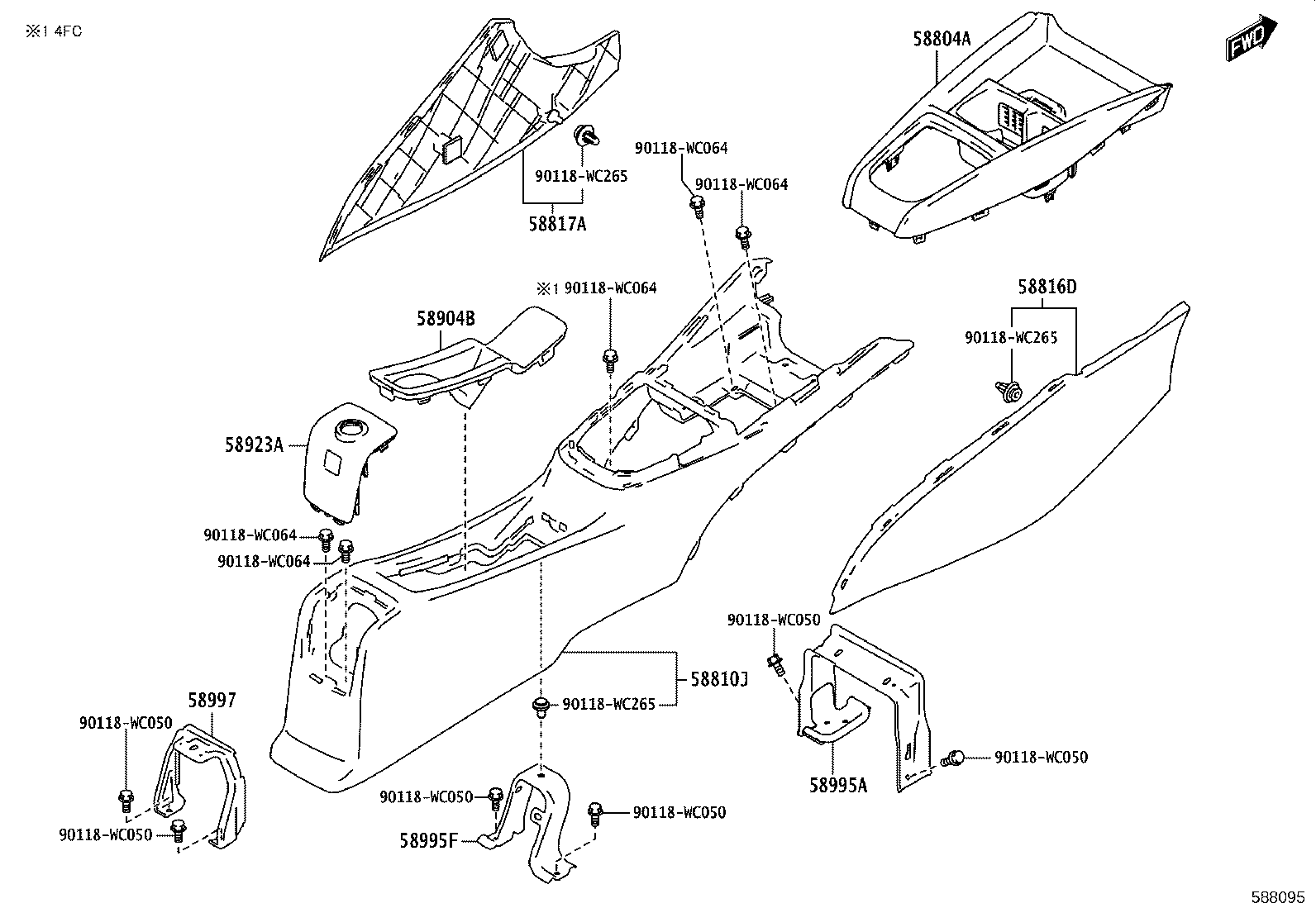 58804-WC007 PANEL SUB-ASSY, CONSOLE, UPPER product image