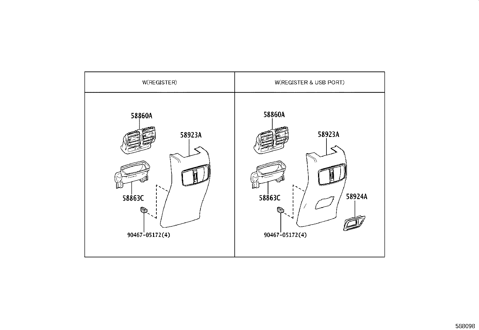58822-0A080 PANEL, CONSOLE, UPPER REAR product image