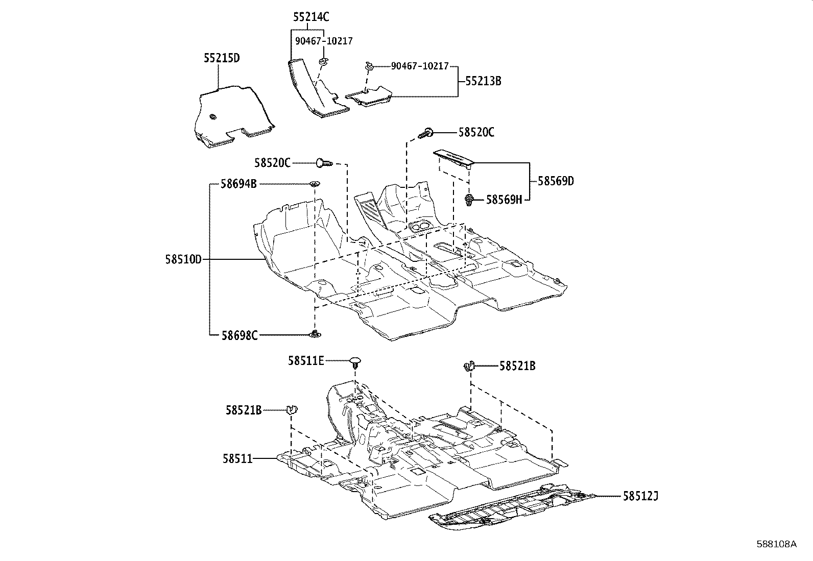 55214-78040 PAD, DASH PANEL INSULATOR, NO.2 product image