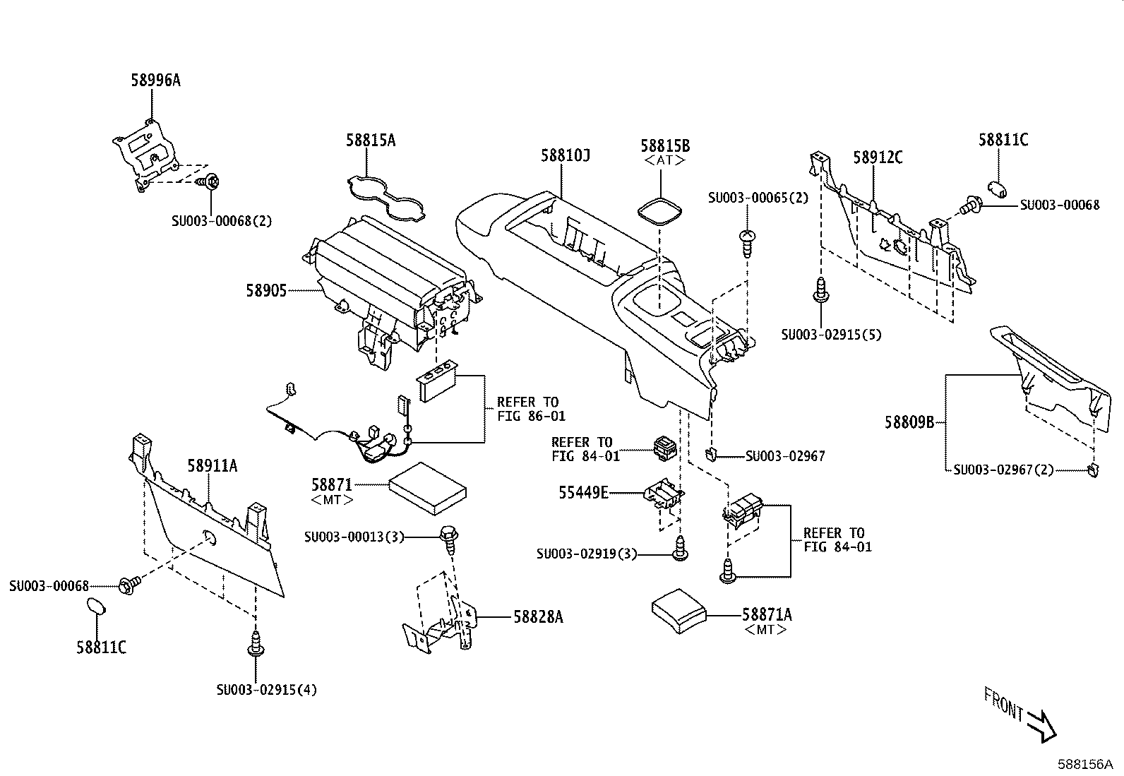 Toyota SU003-08808 CARPET, CONSOLE BOX