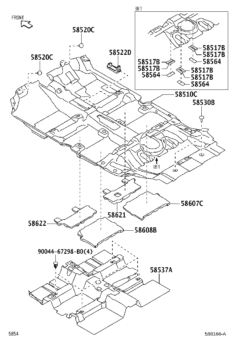 58563-BZ070 SILENCER, FRONT FLOOR, NO.1 product image