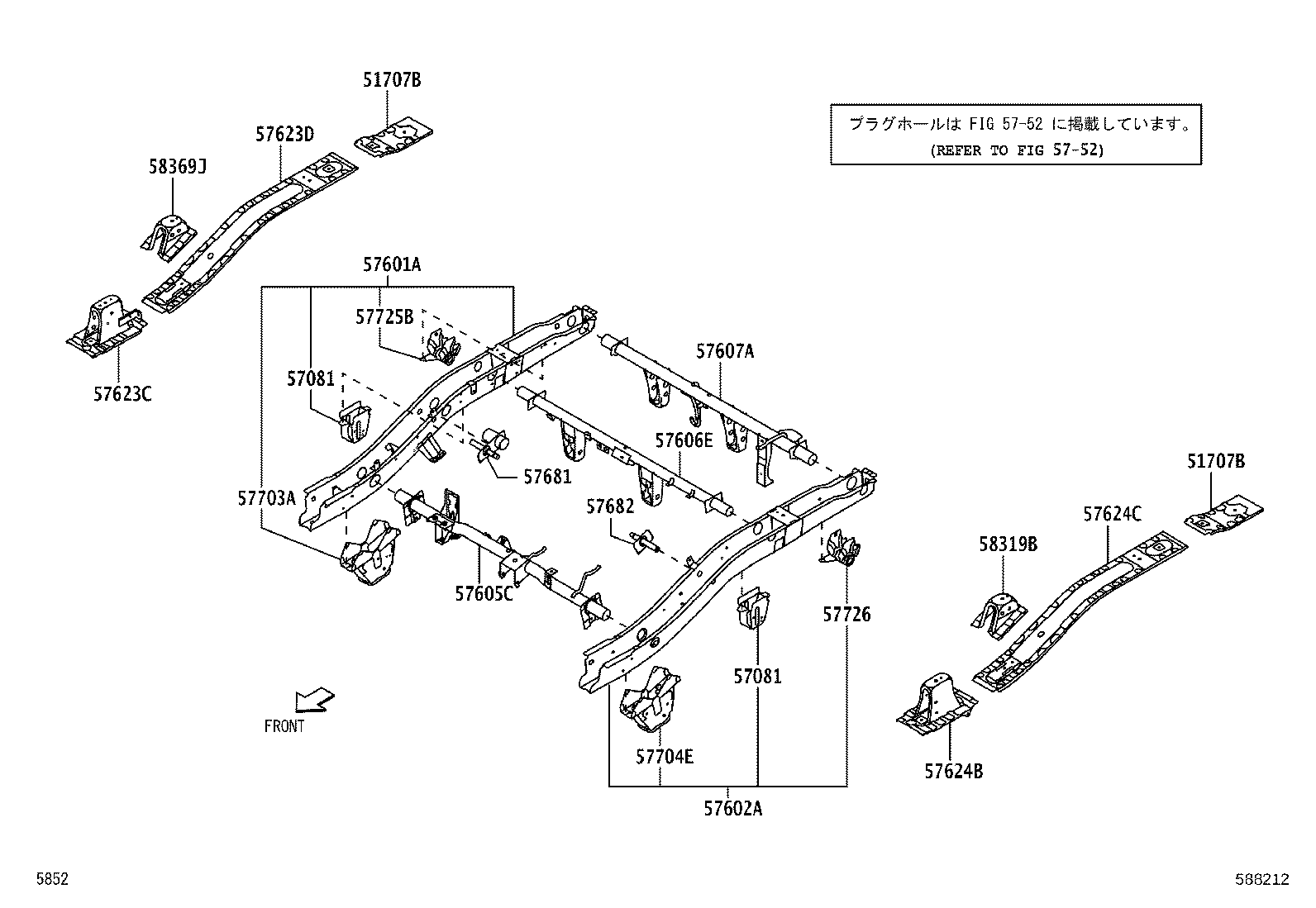 57607-B5140 MEMBER SUB-ASSY, REAR FLOOR CROSS, NO.3 product image