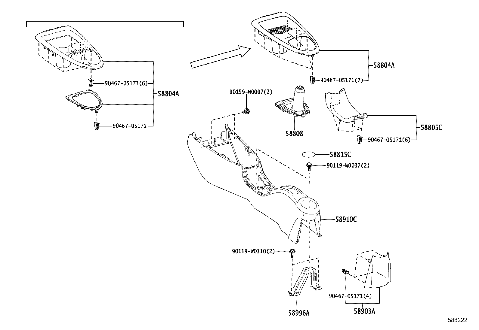58804-0H080-C3 PANEL SUB-ASSY, CONSOLE, UPPER product image