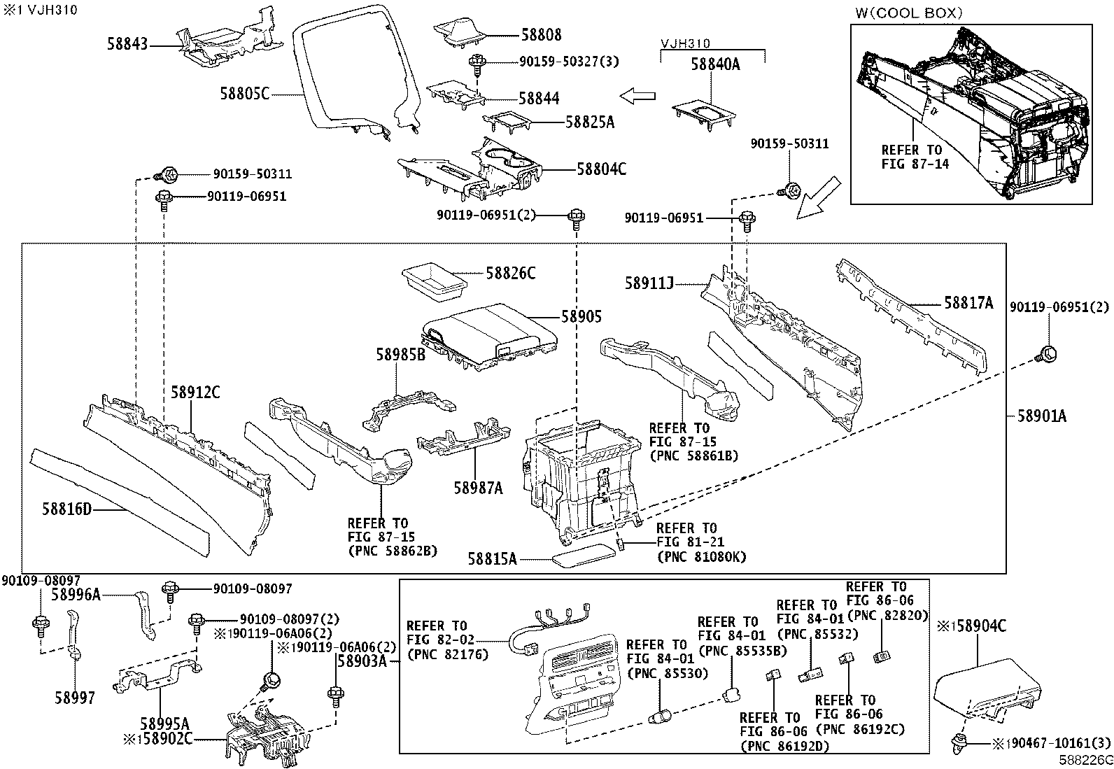 Toyota 58815-60170 CARPET, CONSOLE BOX