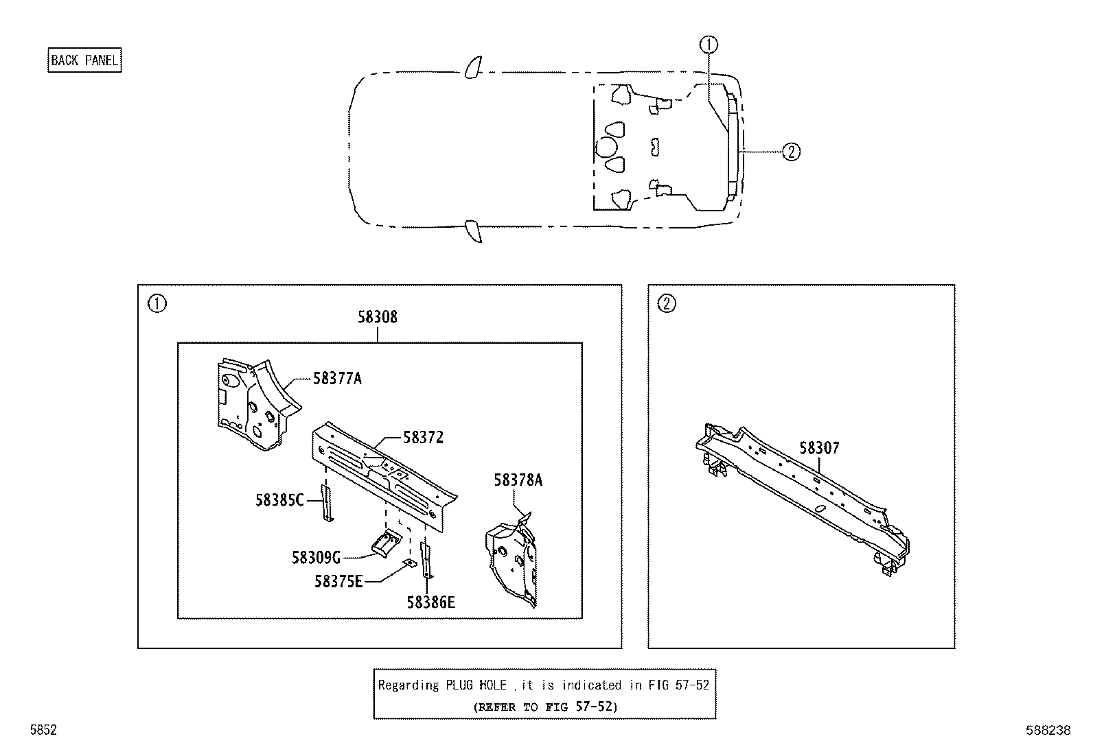 57033-BZ070 BRACKET SUB-ASSY, REAR FLOOR MOUNTING, NO.2 RH product image