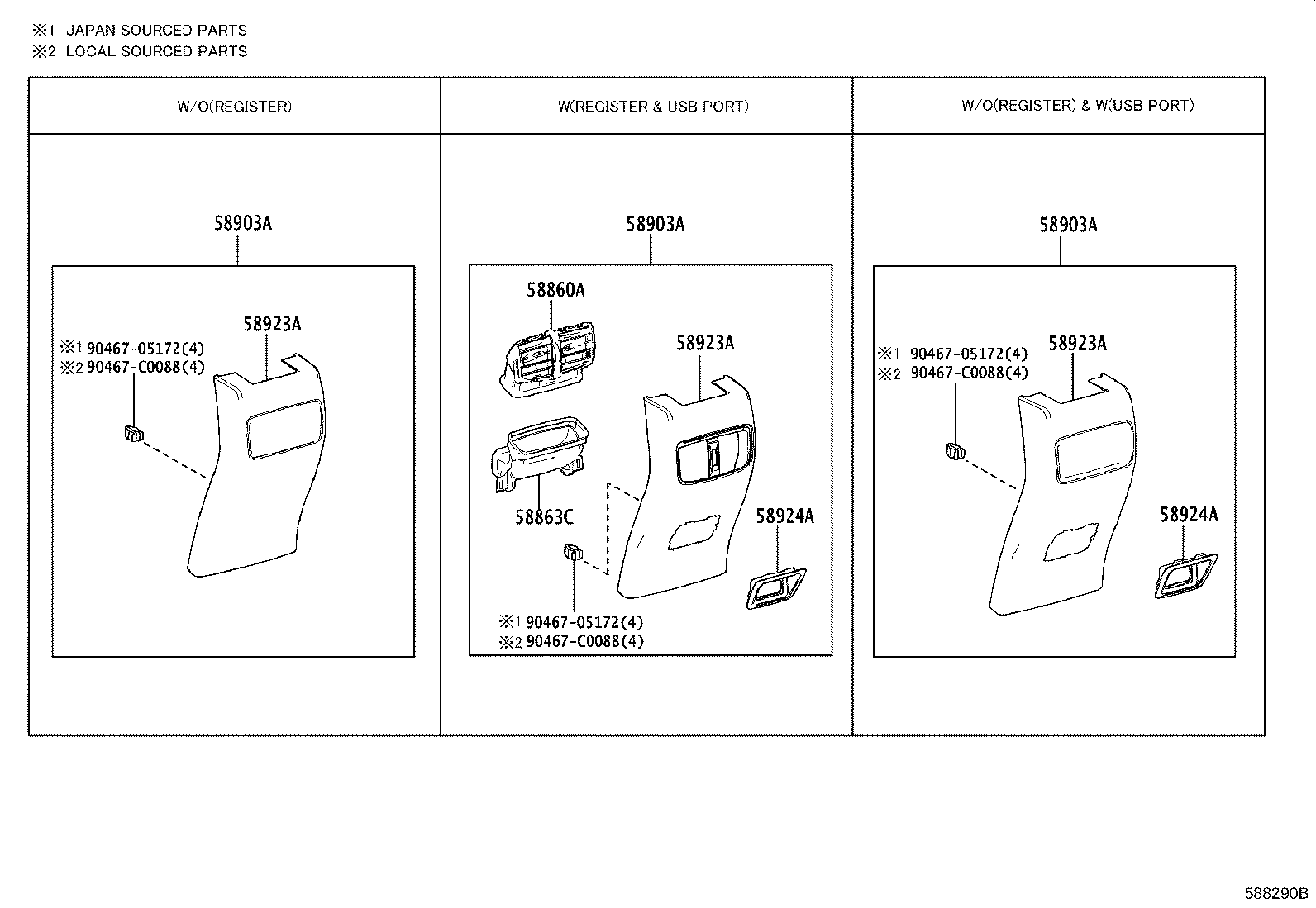 58860-02050 REGISTER ASSY, CONSOLE BOX product image