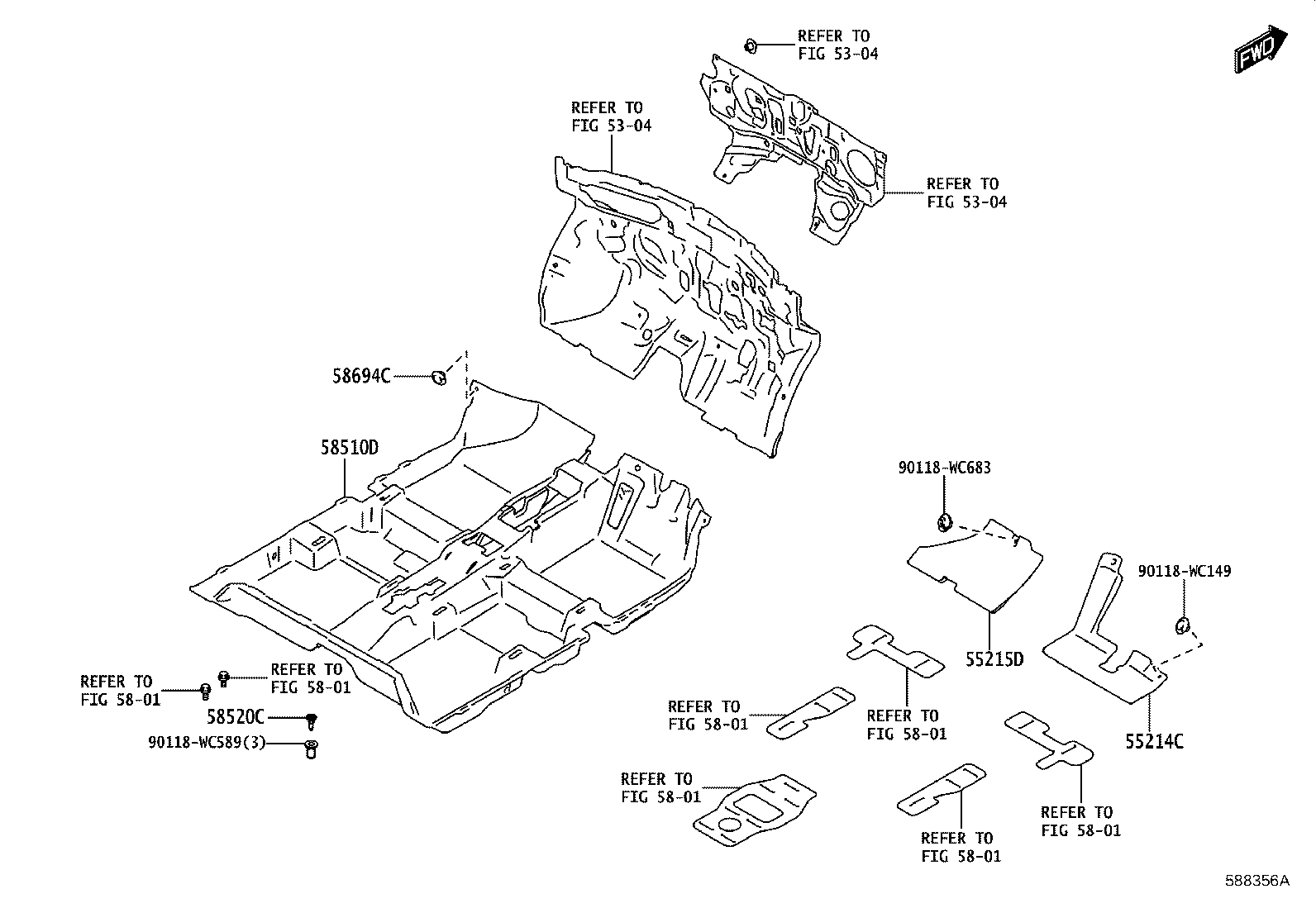 90118-WCF45 PAD, DASH PANEL INSULATOR, NO.2 product image