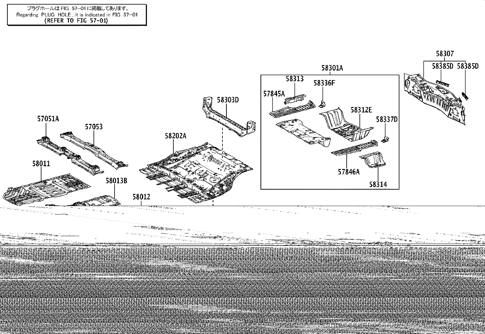 57053-42060 REINFORCEMENT SUB-ASSY, FRONT FLOOR CROSS MEMBER product image