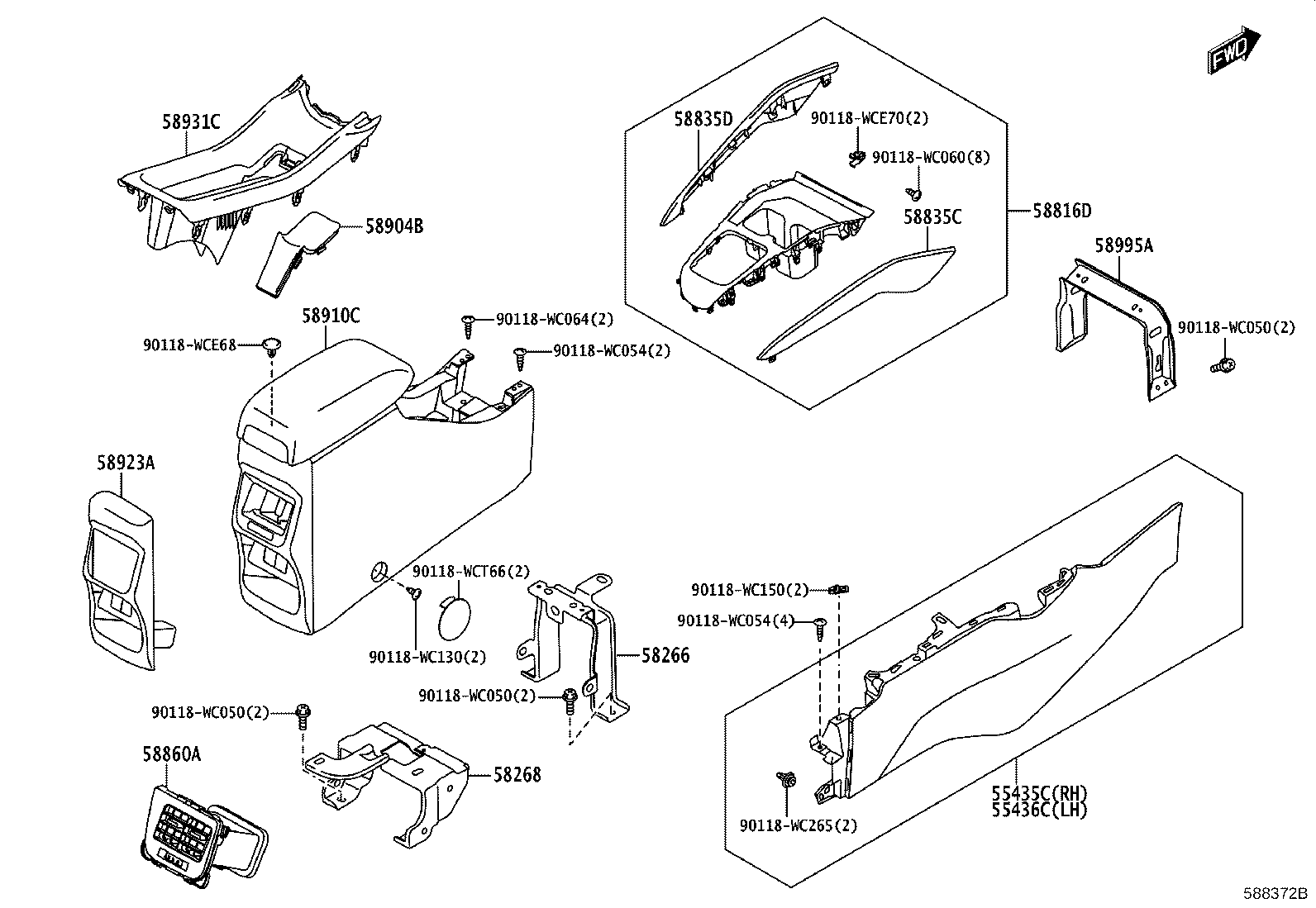 58816-WC010 INSERT, CONSOLE BOX, FRONT NO.1 product image