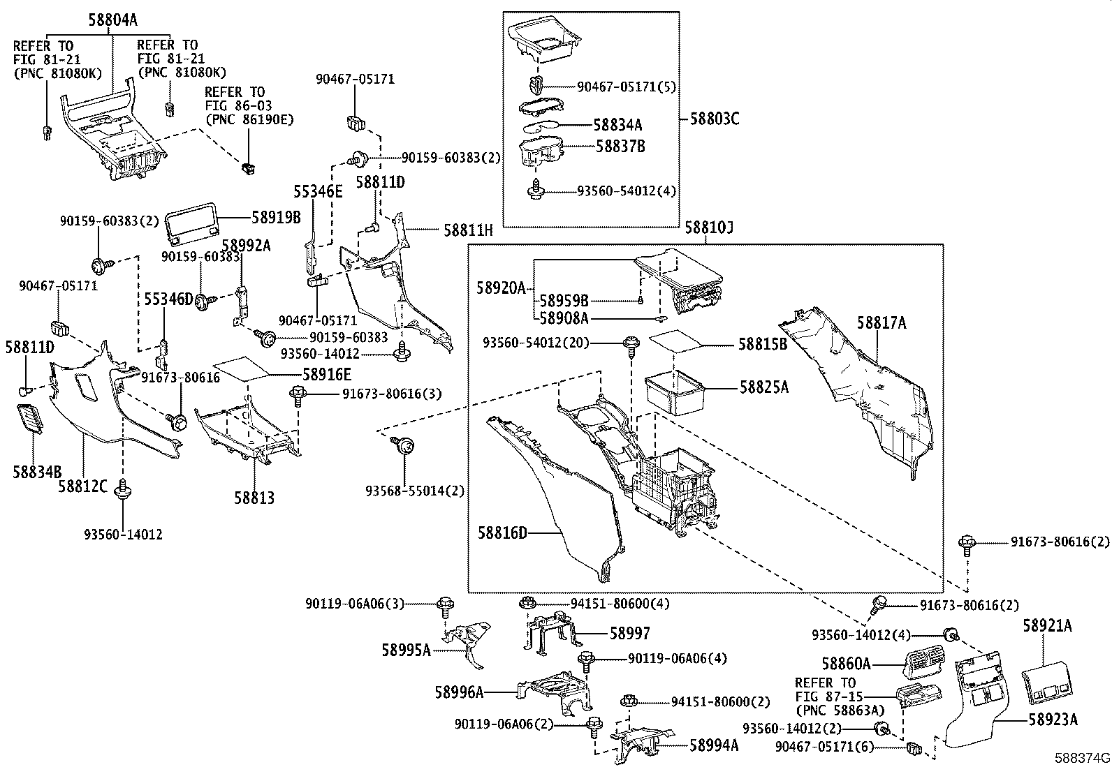 58804-42570 PANEL SUB-ASSY, CONSOLE, UPPER product image