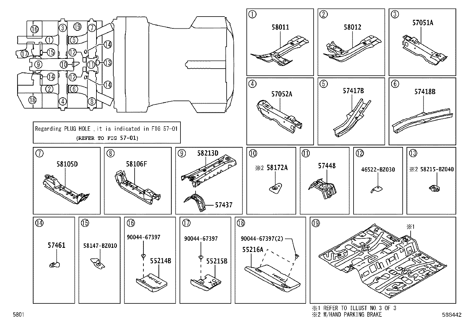 57069-BZ170 MEMBER SUB-ASSY, REAR FLOOR CROSS, CENTER product image