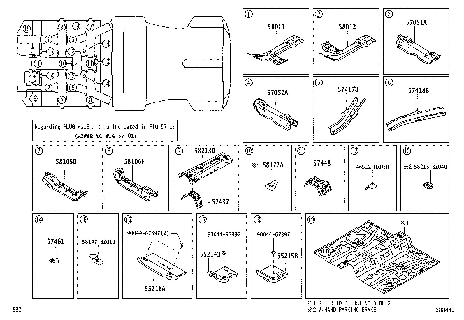 57069-BZ170 MEMBER SUB-ASSY, REAR FLOOR CROSS, CENTER product image