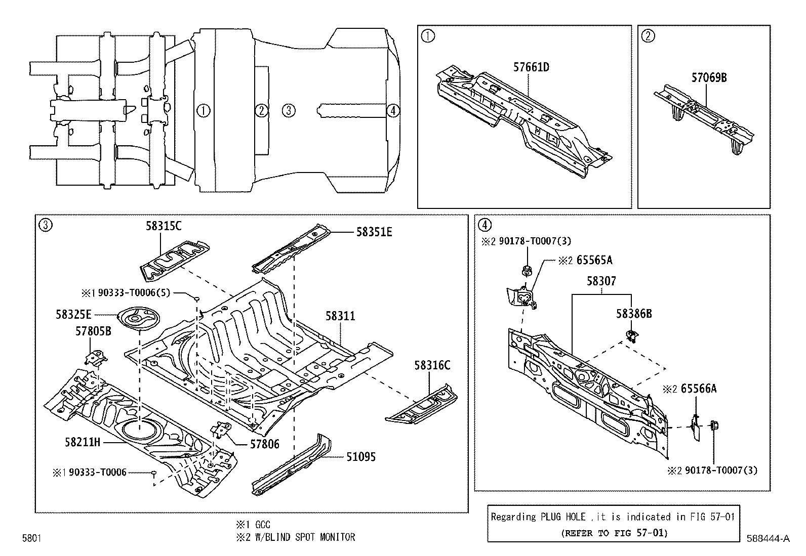 57069-BZ170 MEMBER SUB-ASSY, REAR FLOOR CROSS, CENTER product image
