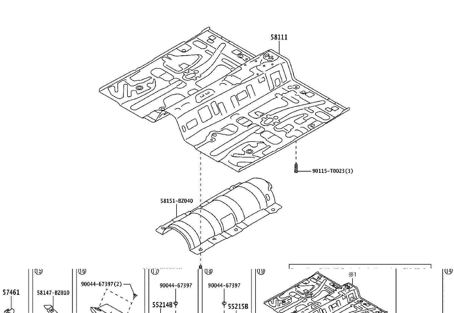 57069-BZ170 MEMBER SUB-ASSY, REAR FLOOR CROSS, CENTER product image