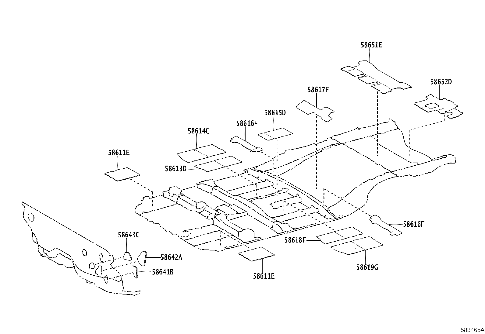 58611-0R050 SHEET, FRONT FLOOR SILENCER product image