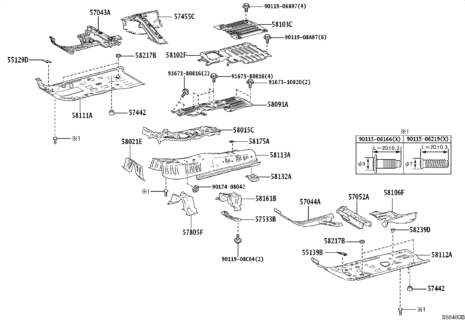 57068-52060 MEMBER SUB-ASSY, REAR FLOOR REAR CROSS, INNER product image