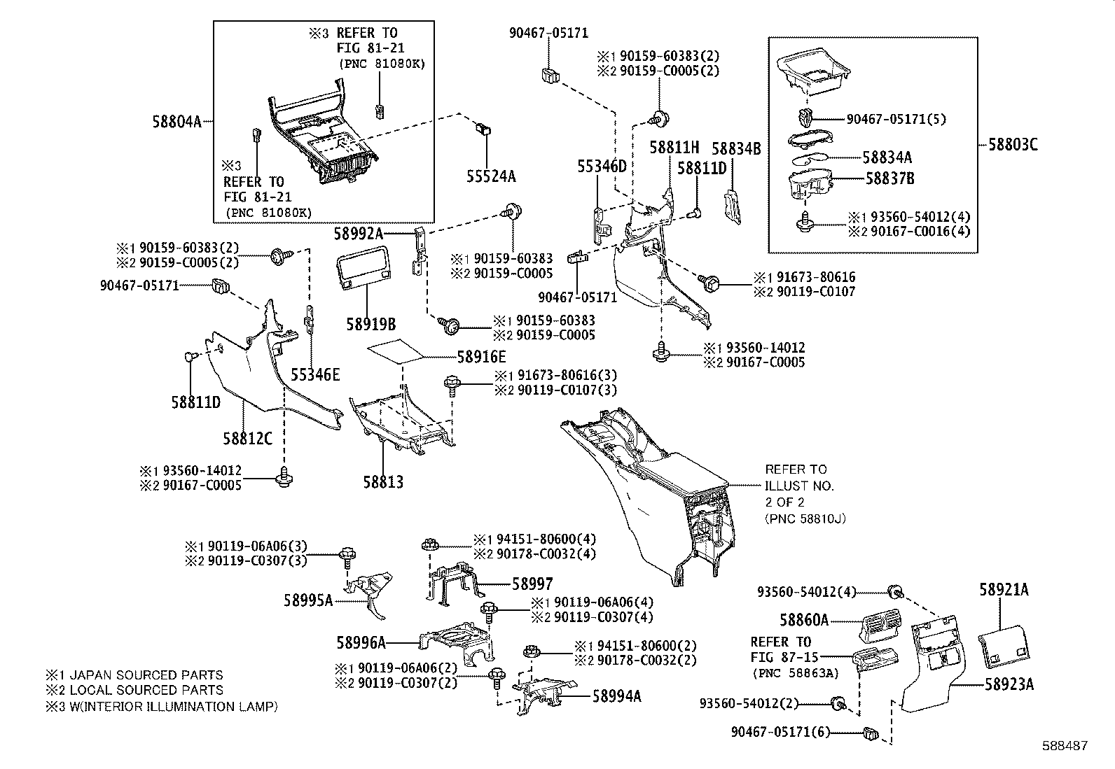 58804-0R250 PANEL SUB-ASSY, CONSOLE, UPPER product image