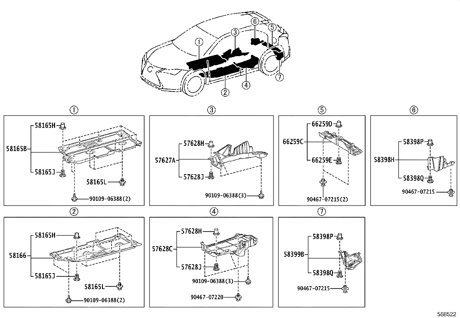 58166-76030 COVER, FRONT FLOOR, LH product image