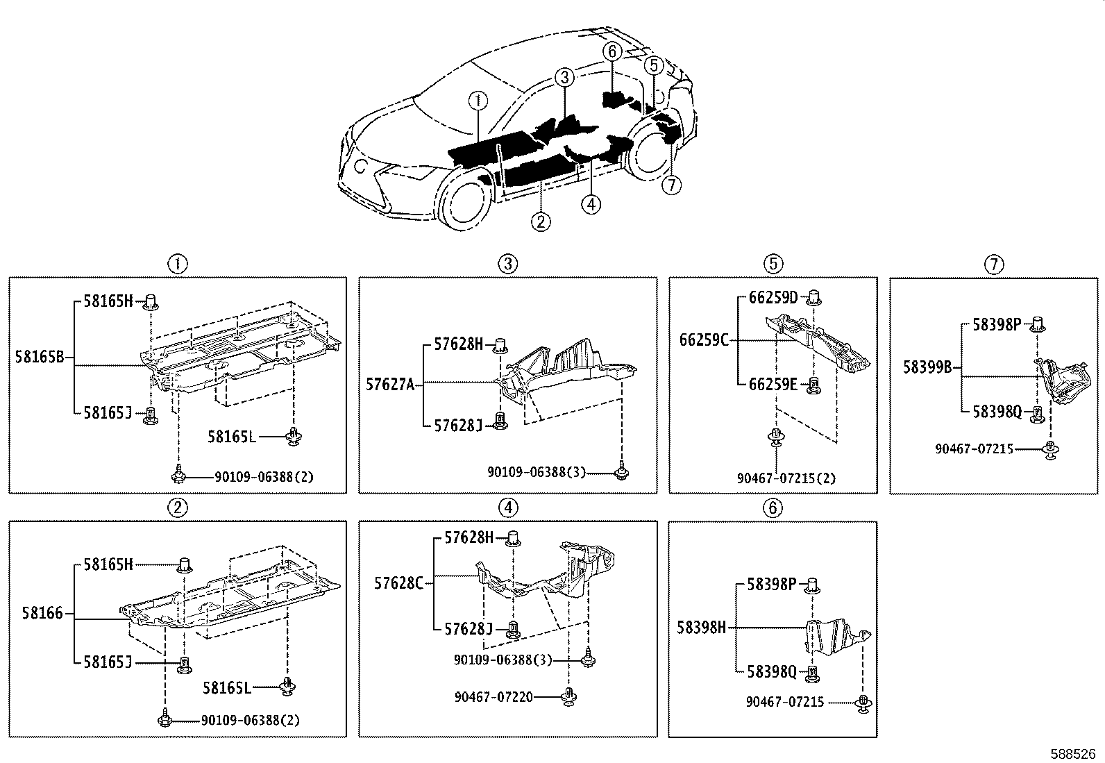 57628-76041 COVER, REAR FLOOR SIDE MEMBER, LH product image