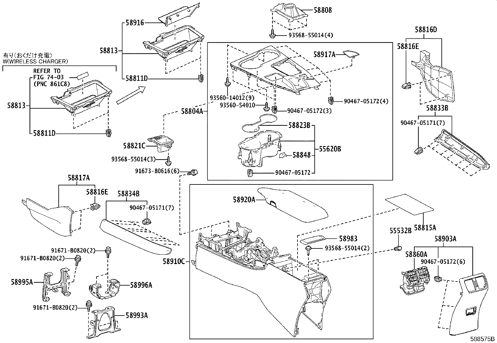 58804-76320 PANEL SUB-ASSY, CONSOLE, UPPER product image