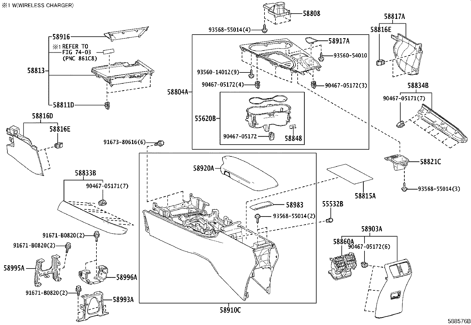58804-76320 PANEL SUB-ASSY, CONSOLE, UPPER product image