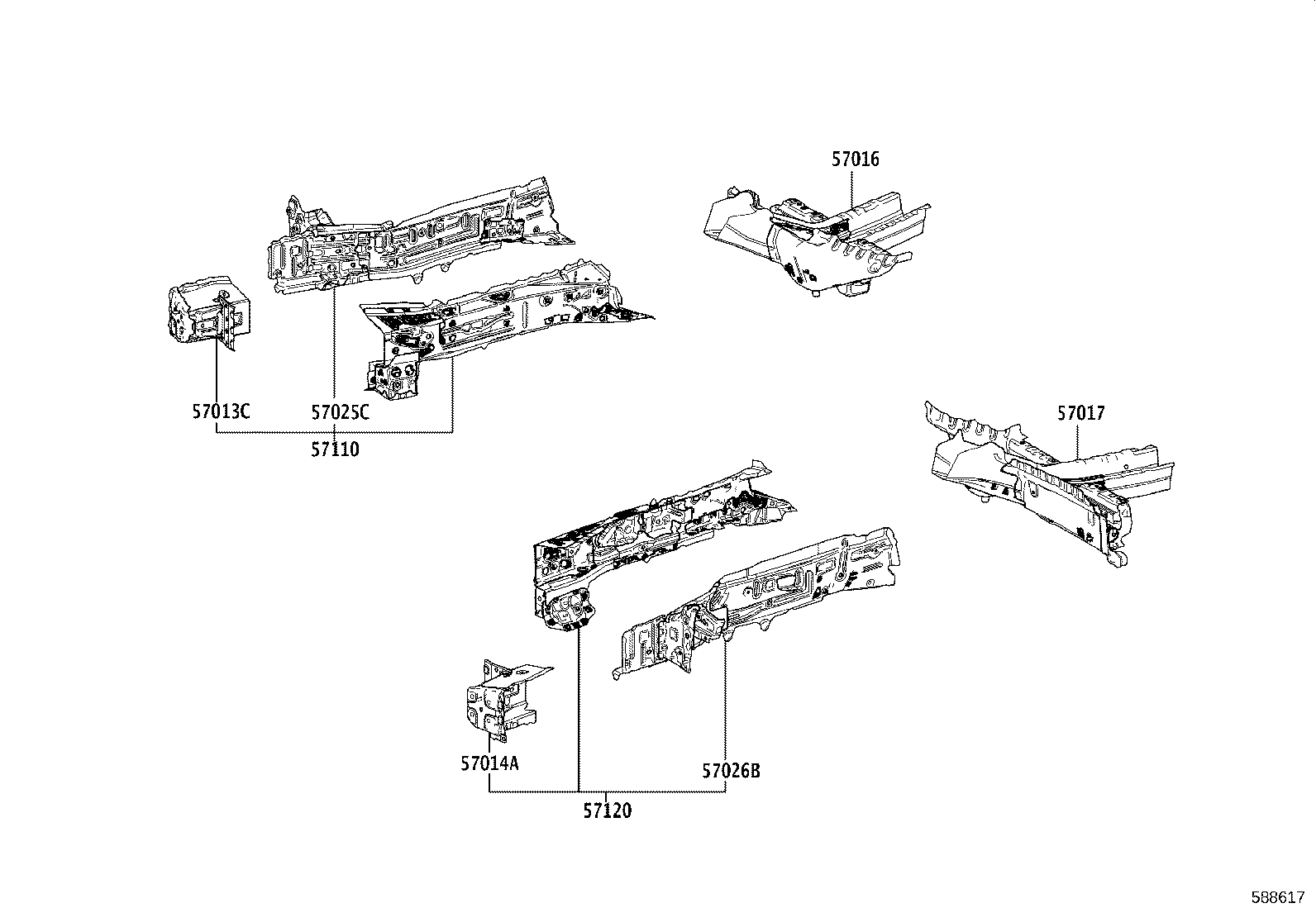 57026-08050 MEMBER SUB-ASSY, FRONT SIDE, OUTER LH product image