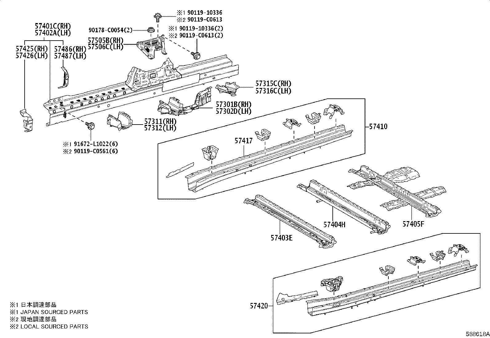 57026-08050 MEMBER SUB-ASSY, FRONT SIDE, OUTER LH product image