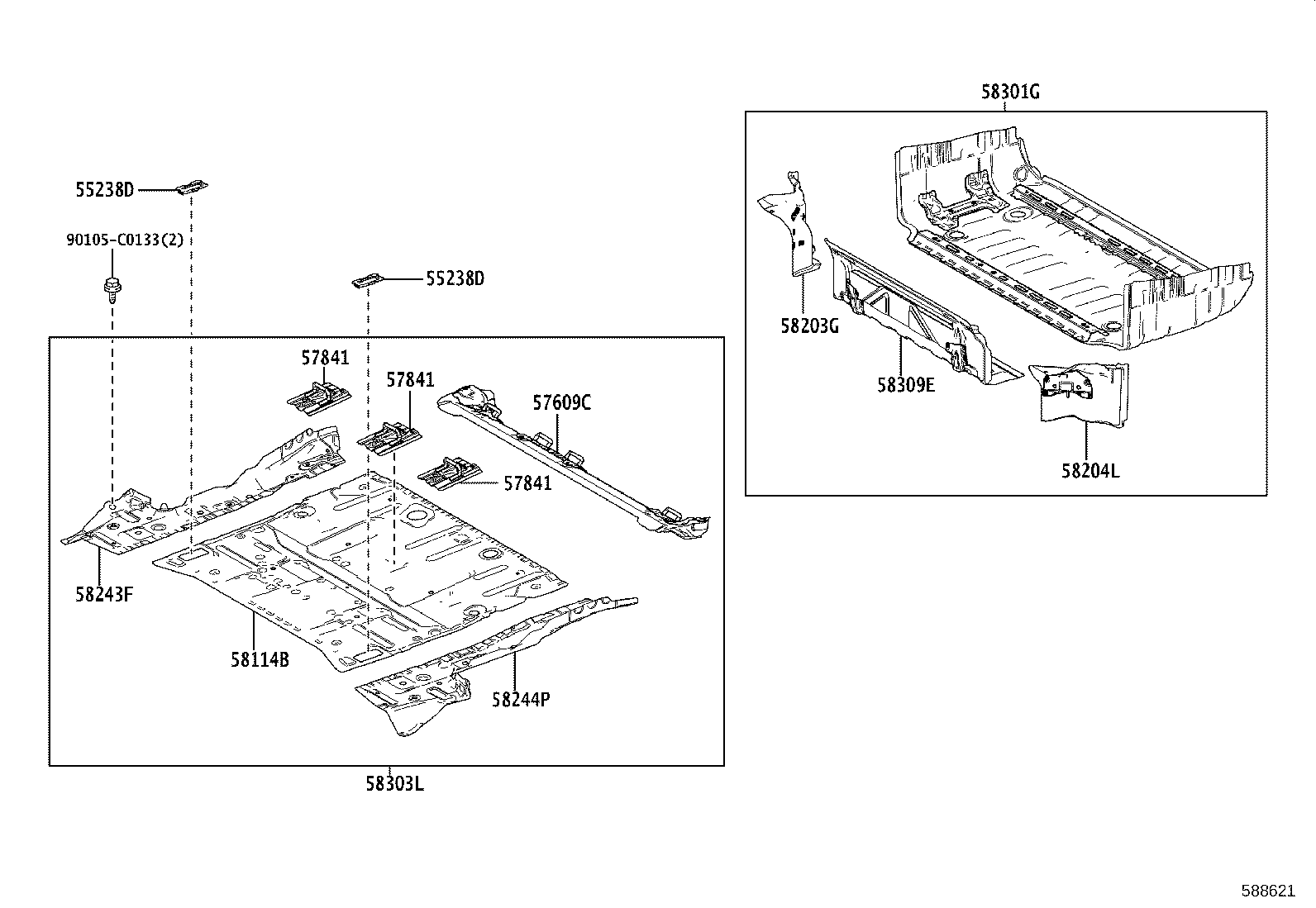 57603-08050 MEMBER SUB-ASSY, REAR FLOOR SIDE, REAR RH product image