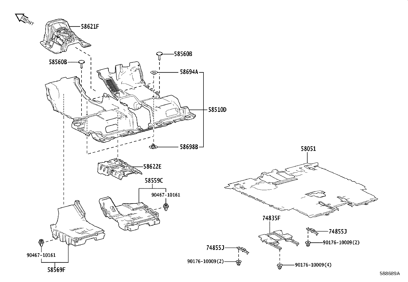 58540-58070-B0 MAT ASSY, FLOOR, REAR RH product image