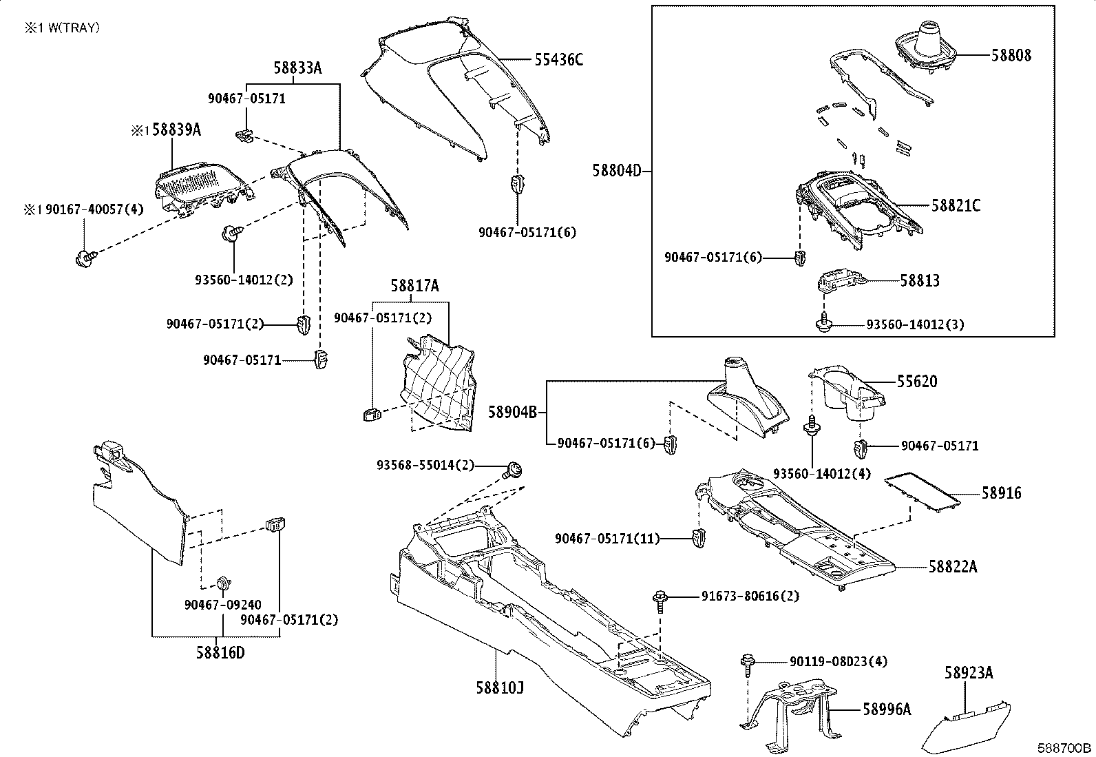 58822-12410 PANEL, CONSOLE, UPPER REAR product image