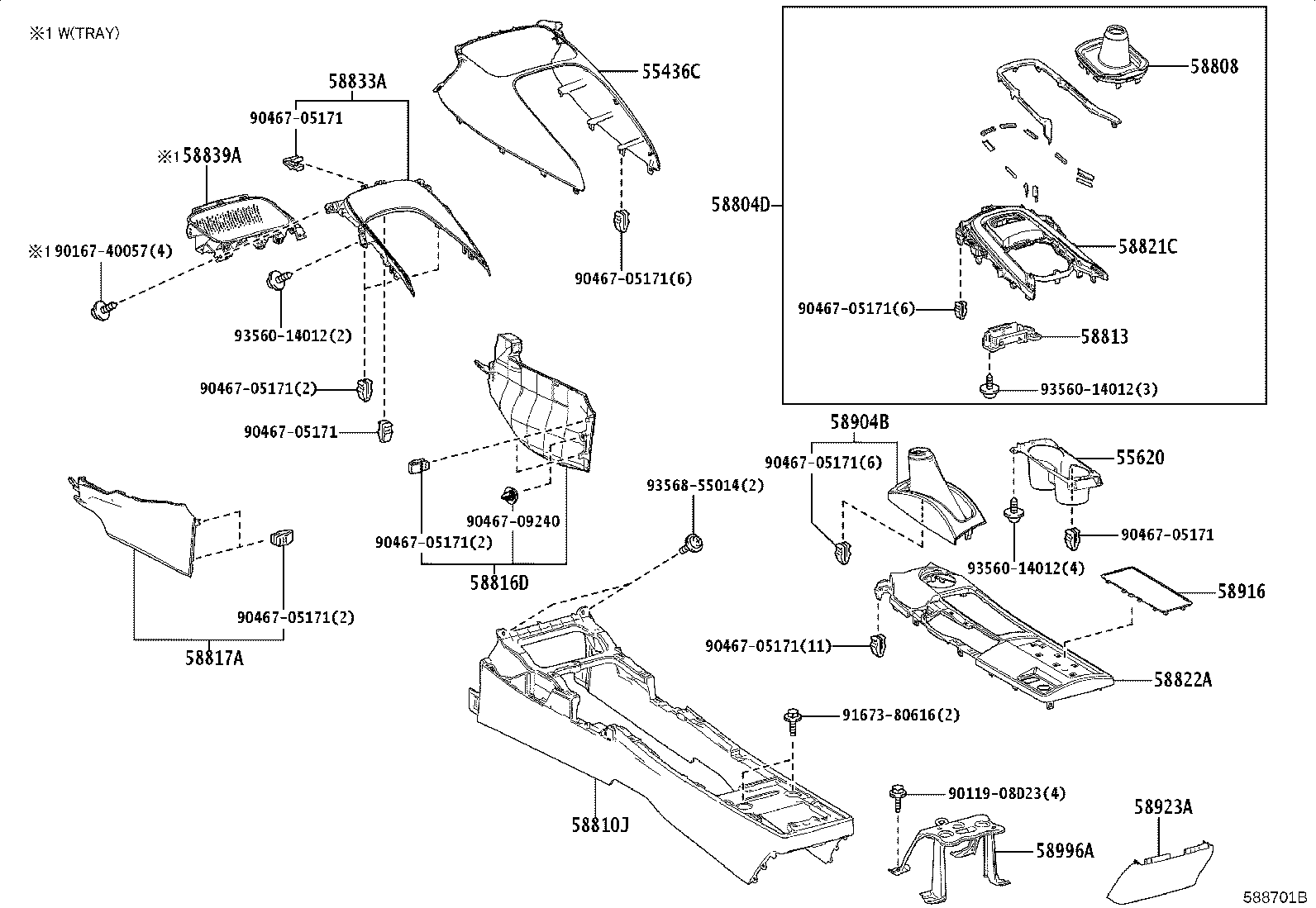 58822-12410 PANEL, CONSOLE, UPPER REAR product image