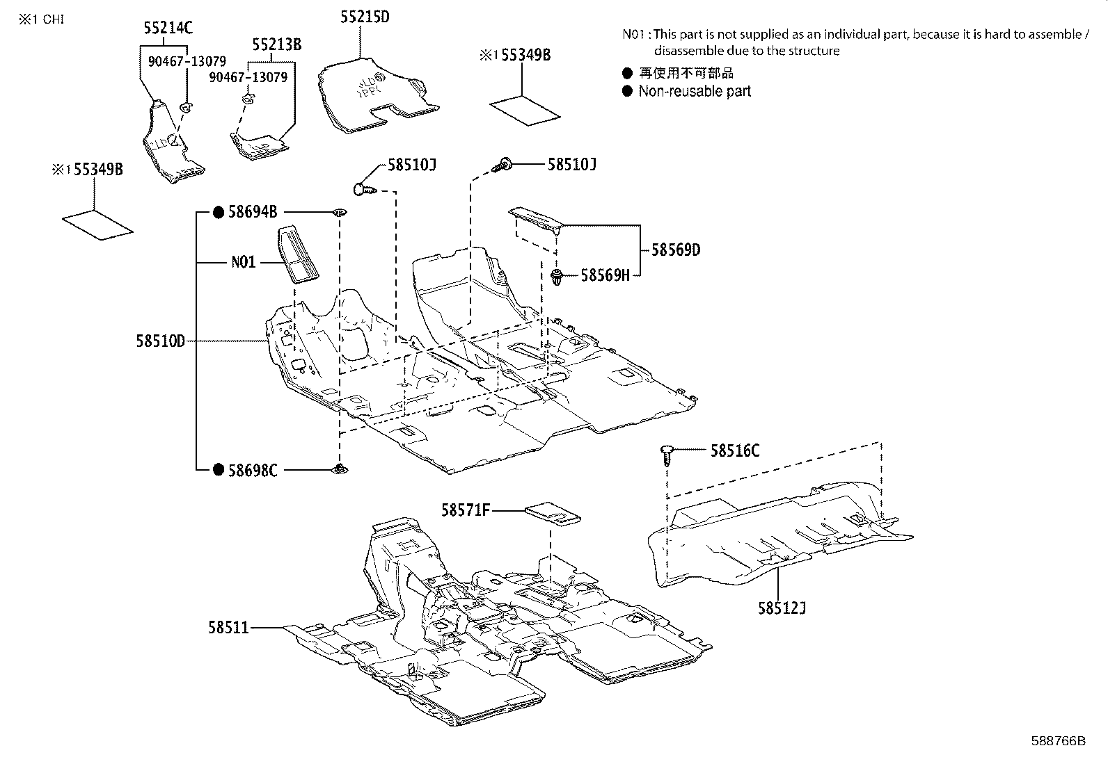 55214-48060 PAD, DASH PANEL INSULATOR, NO.2 product image
