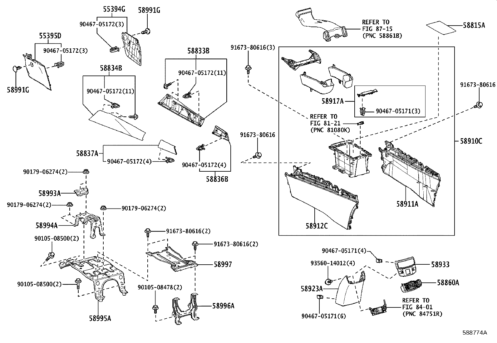 Toyota 58815-48090 CARPET, CONSOLE BOX