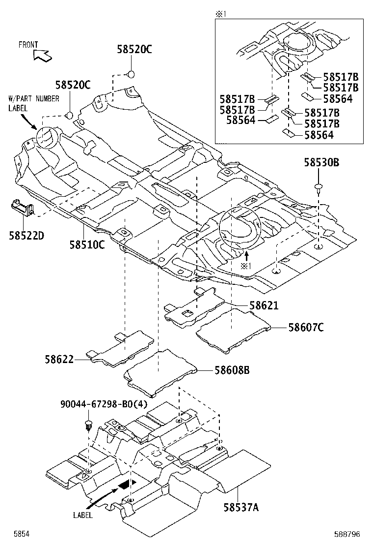 58563-BZ101 SILENCER, FRONT FLOOR, NO.1 product image