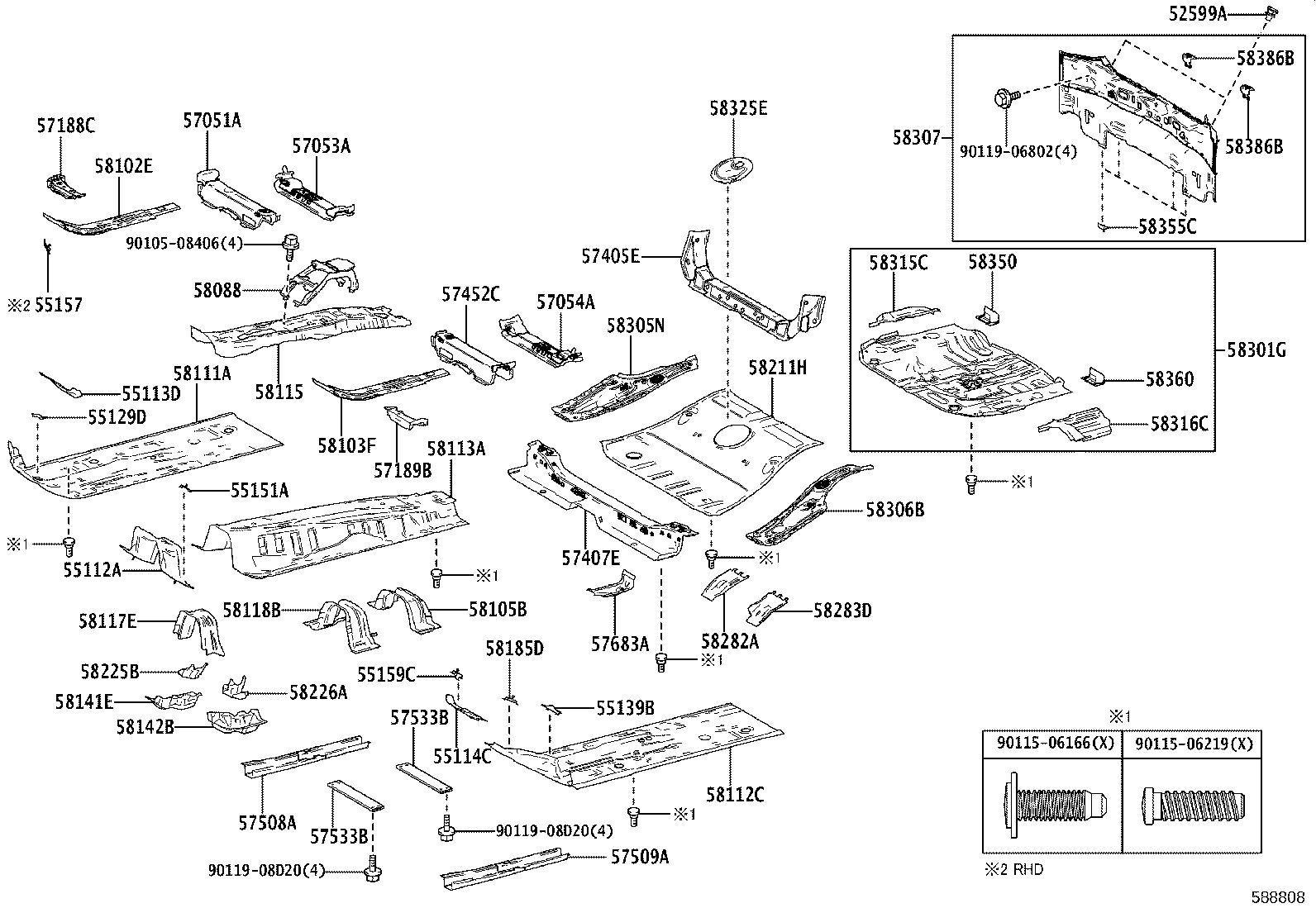 57053-47030 REINFORCEMENT SUB-ASSY, FRONT FLOOR CROSS MEMBER product image