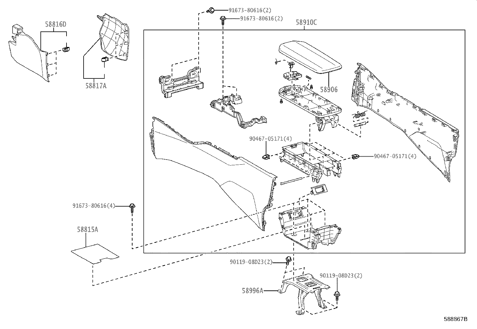 58804-47360 PANEL SUB-ASSY, CONSOLE, UPPER product image